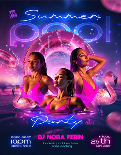 Festa na Piscina de Verão - Modelo de Flyer Premium (PSD)